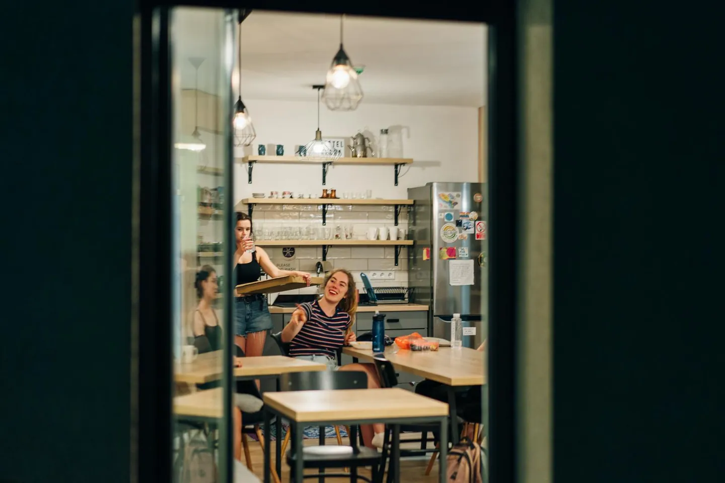 A view through the door into our busy kitchen
