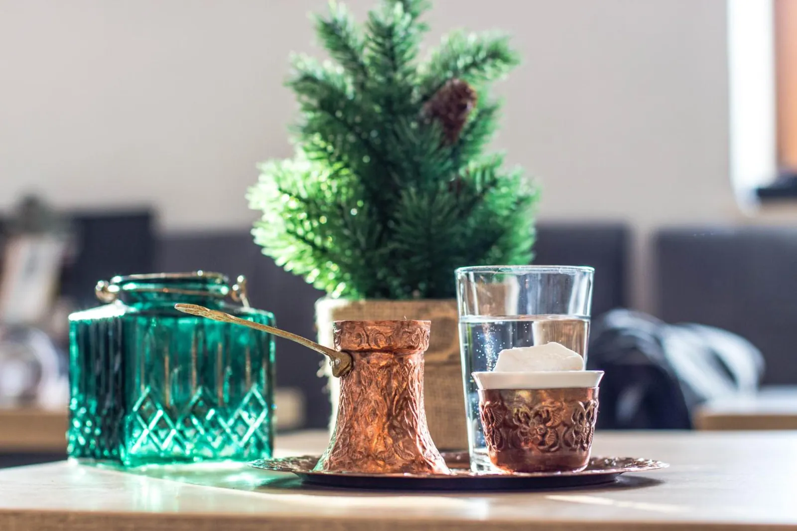 A Bosnian coffee pot and cup on one of our tables